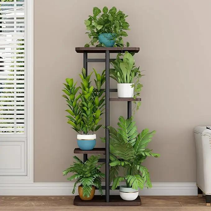 LINZINAR Plant Stand 4 Tier 5 Potted Indoor Plant Shelf Multiple Stands for Garden Corner Balcony Living Room by GreenHaven Gardens