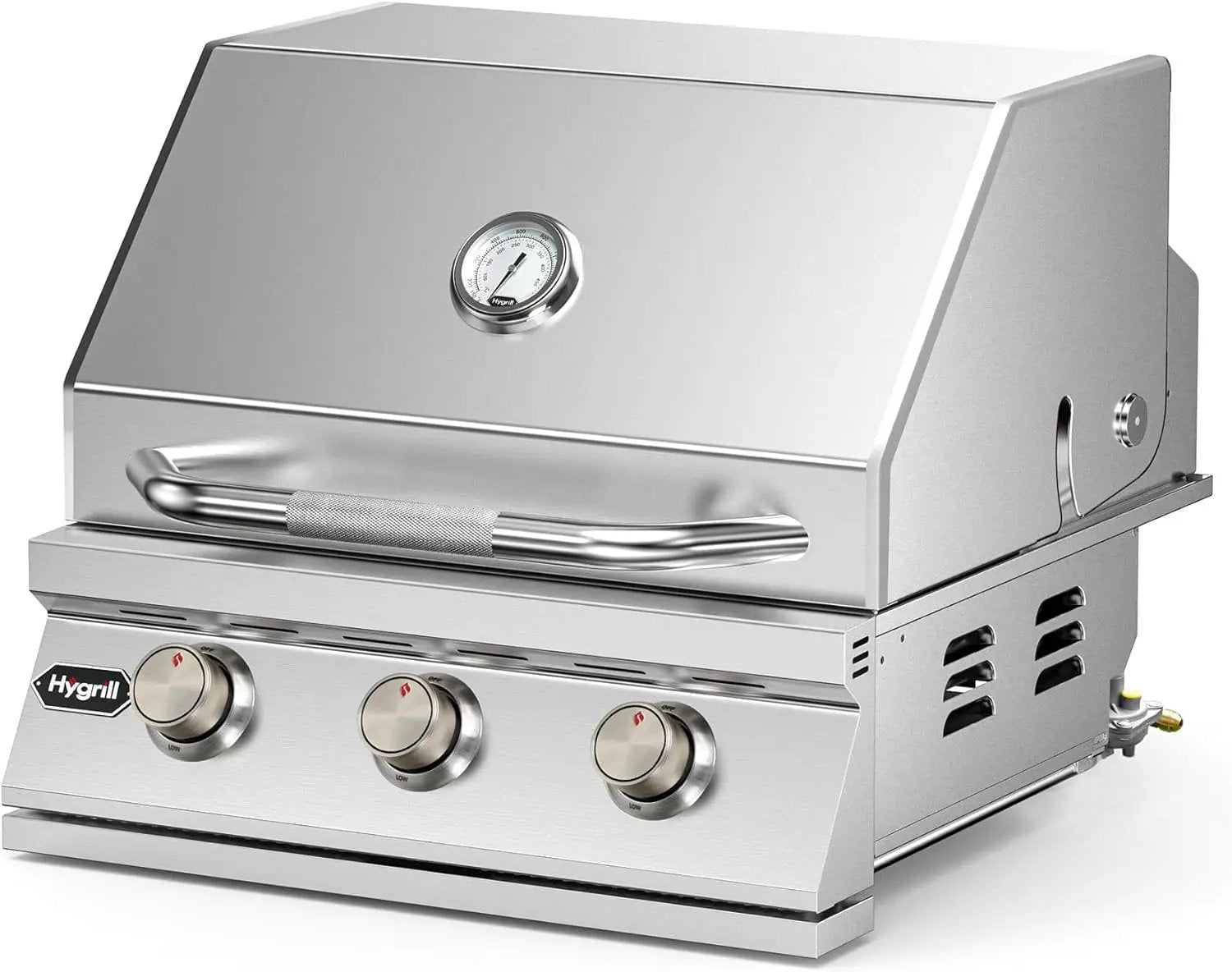 Hygrill Heavy Duty 3-Burner Built In Grill, Stainless Steel Grill Head for Outdoor Kitchen, Natural Gas by GreenHaven Gardens