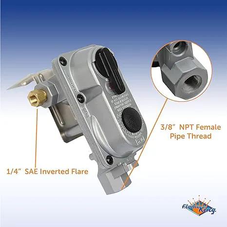 Flame King 2-Stage Auto Changeover LP Propane Gas Regulator with Two 18-inch Steel Braided Pigtail Hoses for RVs, Vans, Trailers by Flame King Products