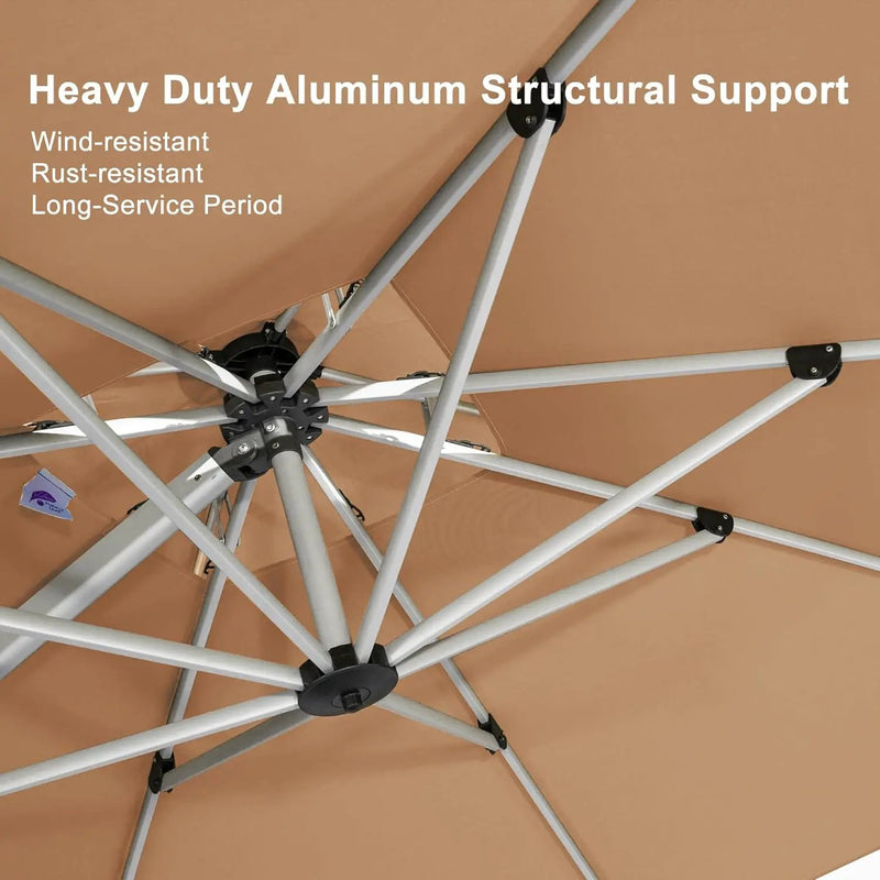 PURPLE LEAF 11 Feet Patio Umbrella Outdoor Round Umbrella Large Cantilever Umbrella Windproof Offset Heavy Duty Sun for Garden Deck Pool Patio, Beige by GreenHaven Gardens