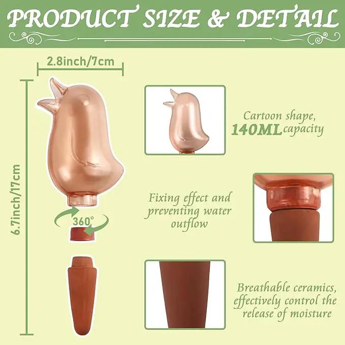 4 Pack Self Watering Spikes,Indoor Plant Watering Globes,Bird Shape Automatic Irrigation Spikes,Self-Watering Terracotta Spike,Plant Watering Devices(Red) by GreenHaven Gardens
