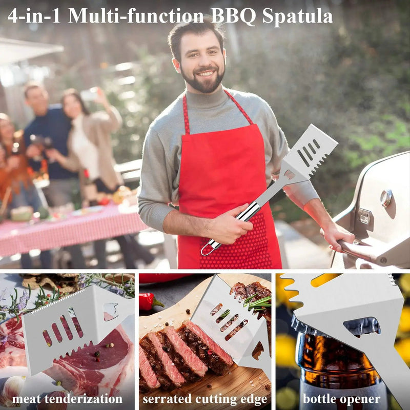 ROMANTICIST 25pcs Extra Thick BBQ Grill Accessories, Fathers Day Grilling Gifts Set for Men Dad, Heavy Duty Grill Tools Utensils Kit with Spatula, Tongs in Aluminum Case for Birthday Silver by GreenHaven Gardens