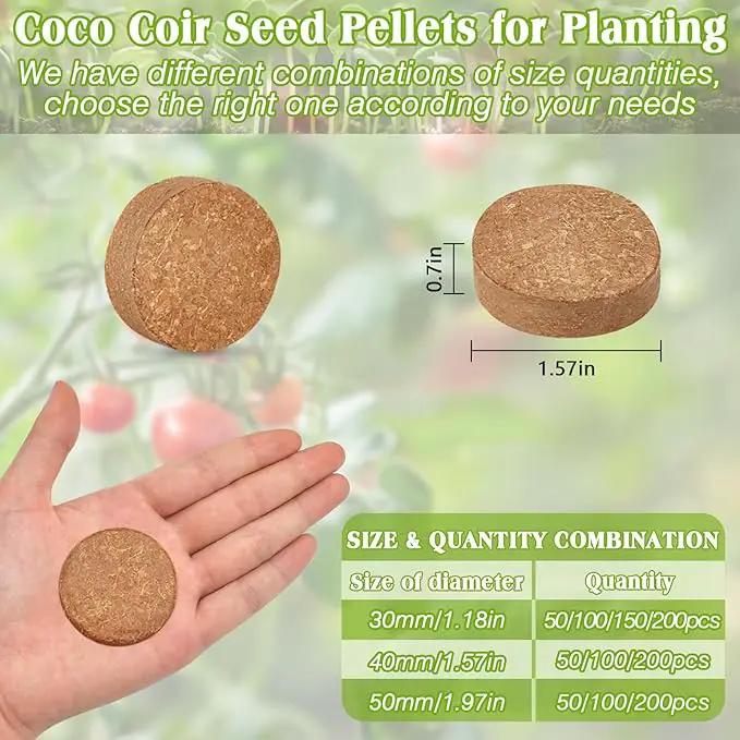 ZeeDix 50Pcs 40mm Compressed Coco Coir Fiber Potting Soil Seed Starters - Organic Coco Coir Pellet Fiber Soil for Planting Bonsai, Herbs, Flowers and Vegetables by GreenHaven Gardens