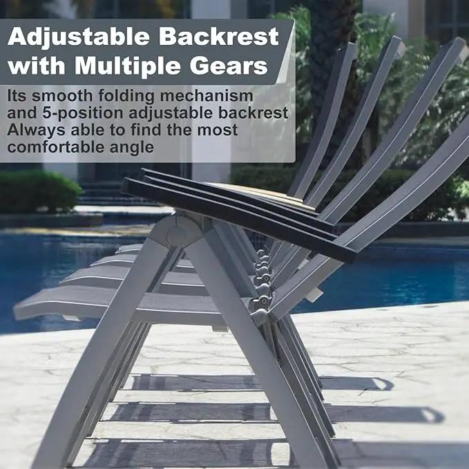 Folding Chair, Indoor & Outdoor Balcony, Patio Porch, Garden Lawn, Pool, for Comfortable Black Foldable Chairs, Portable Cozy Recliner, Metal Frame, Heavy Duty Durable by GreenHaven Gardens