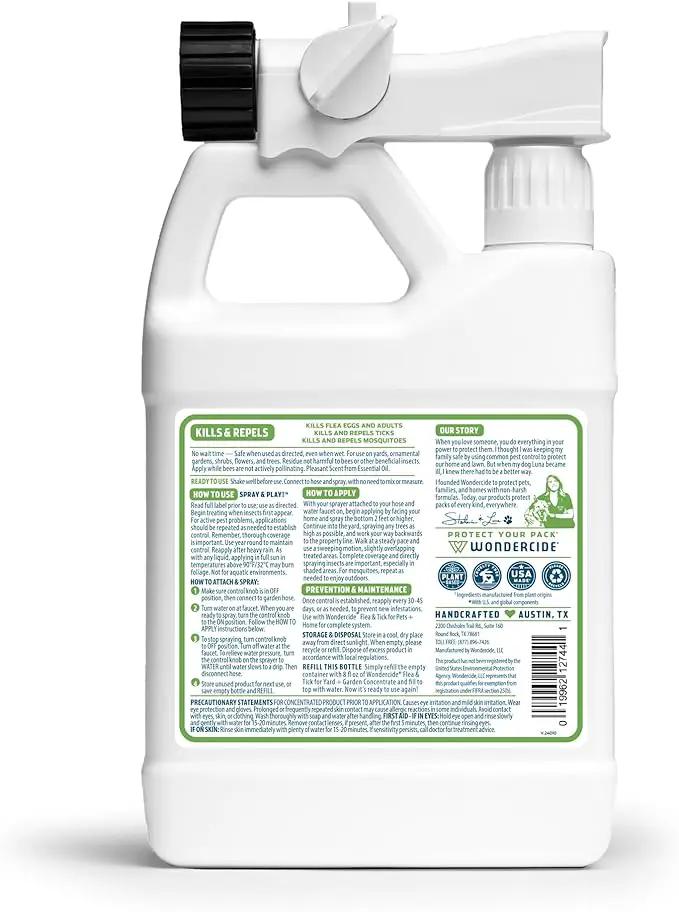 Wondercide - Ready to Use Flea, Tick, and Mosquito Yard Spray with Natural Essential Oils – Mosquito and Insect Killer, Treatment, and Repellent - Plant-Based - Safe Around Pets, Plants, Kids - 32 oz by GreenHaven Gardens