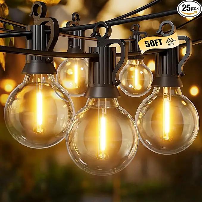 Brightown Outdoor String Lights - Connectable Dimmable LED Patio String Lights with G40 Globe Plastic Bulbs, All Weatherproof Hanging Lights for Outside Backyard Porch (50 ft - 25 LED Bulbs) by GreenHaven Gardens