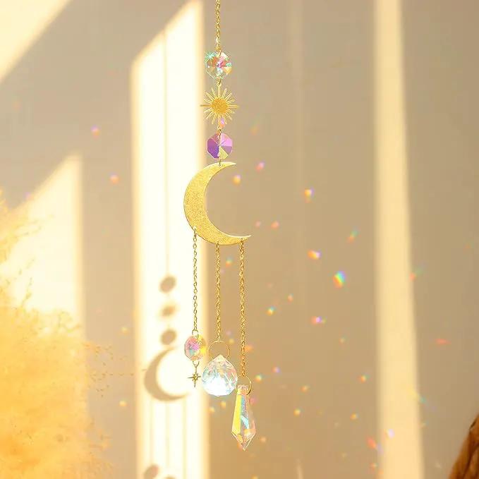 ilclviz Suncatcher Crystal Hanging Sun Catcher Prism with Chain Pendant Ornament Crystal Balls for Window by GreenHaven Gardens