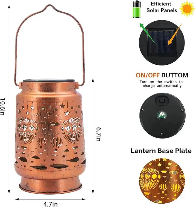 Solar Lanterns Outdoor Garden Decor, Gifts for Women, Mom, Grandma, Birthday, Thanksgiving, Decorative Waterproof Hanging Metal LED Light for Yard, Patio, Lawn, Landscape, Backyard (Hot Air Balloon) by GreenHaven Gardens
