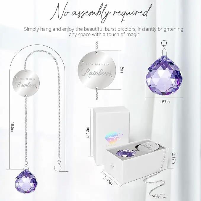 Memorial Gifts for Loss of Loved One, Unique Sympathy Idea, Purple Crystal Ball Grief Suncatcher, Rainbow Bereavement Box for Mom Dad Husband Son Daughter by GreenHaven Gardens