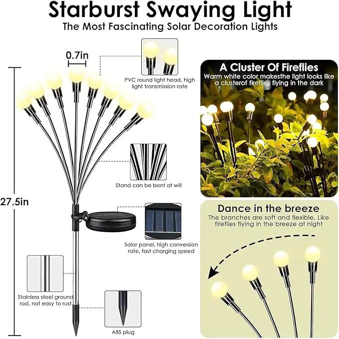 OZS 4Pack Total 32LED Solar Garden Lights -Solar Lights Outdoor, Solar Firefly Lights, Sway by Wind, Solar Fairy Lights Outdoor Waterproof for Patio Pathway Garden Decor(Warm White) by GreenHaven Gardens
