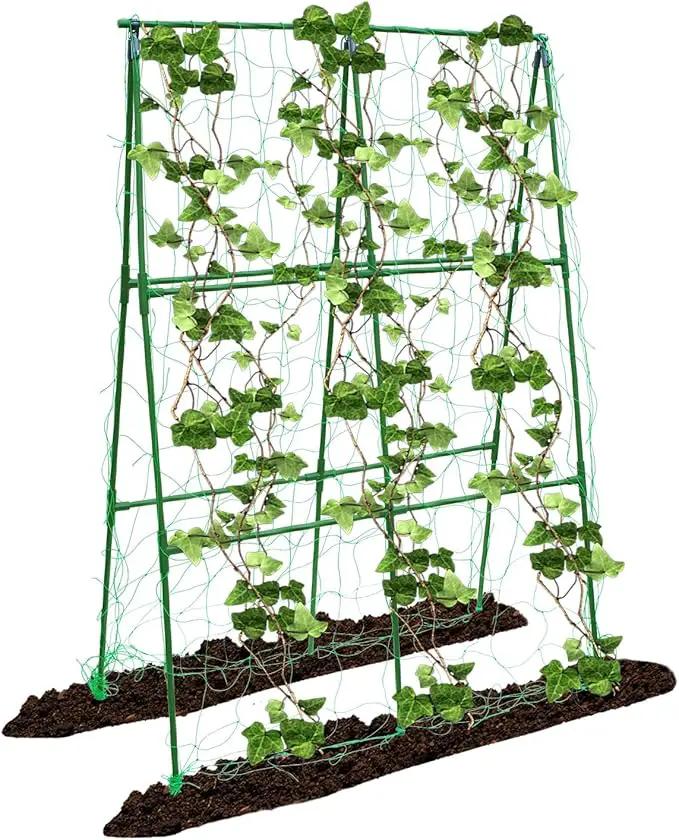 Compact A-Frame Plant Trellis for Peas, Beans & Small Climbing Plants - Rust-Resistant, Easy to Assemble, Lightweight Steel, Ideal for Raised Beds & Container Gardens(31" W x 47" H) by GreenHaven Gardens