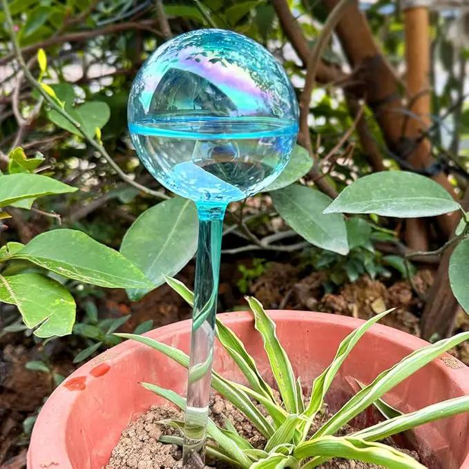 Self Watering Planter Insert, 4pcs Blown Glass Plant Watering Globes, Potting Self-Watering Bulbs Flower Automatic Watering Device Auto-Drippers for Plant Daily Self Watering by GreenHaven Gardens