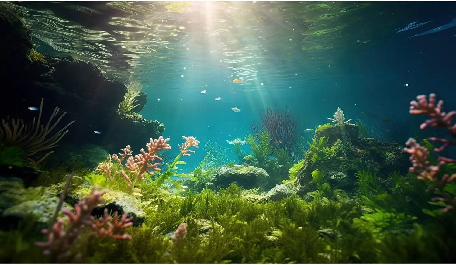 Ocean Floor Fish Tank Background Under The Sea Aquarium Background Underwater Aquatic Plants Sunray Terrarium Backgrounds Deep Sea Rock Tropical Aquarium Fish Tank Backgrounds Decors 30x18in by GreenHaven Gardens