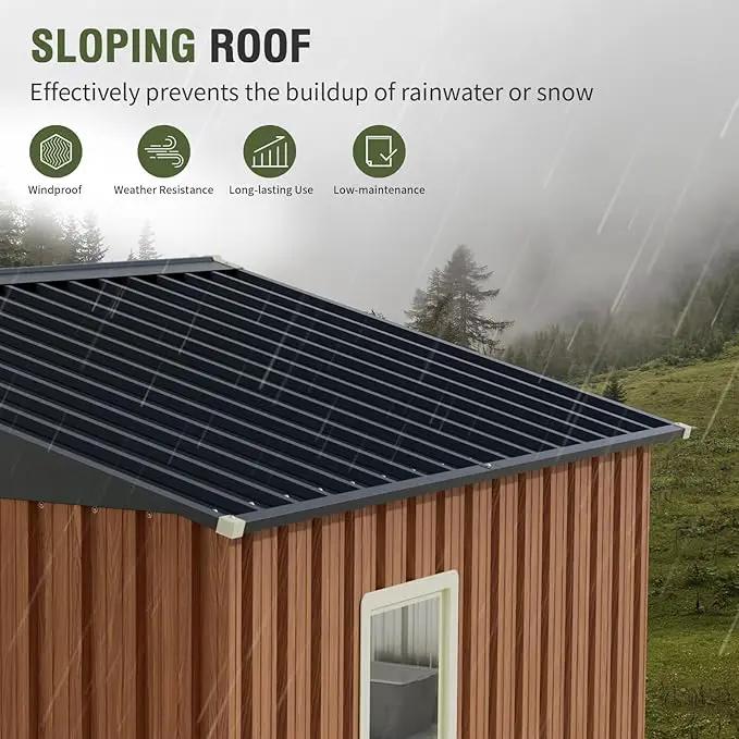 8x6 Ft Storage Shed, Large Outdoor Shed with Floor Base, Window, Lockable Doors, Outside Steel Shed for Garden, Backyard, Lawn, Patio Utility, Tool Storage by GreenHaven Gardens