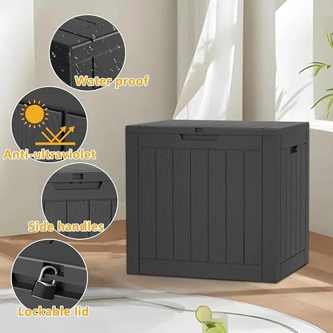 30 Gallon Resin Deck Box,Lockable Outdoor Storage Box for Patio Cushions Storage Furniture,Garden Tools,Pool Supplies, Weatherproof and UV Resistant- Black by GreenHaven Gardens