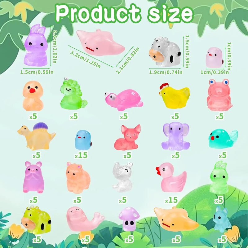 120PCS Glow in The Dark Mini Resin Animals 20 Styles of Luminous Ducks dinosaurswls Frogs and More Tiny Figurines for Fairy Garden Aquarium Terrarium Potted Plants Dollhouse Decor by GreenHaven Gardens