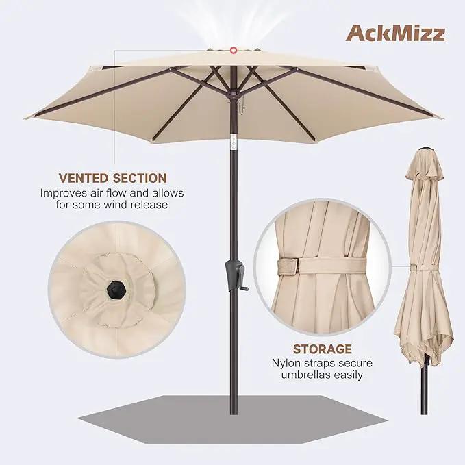 9ft Outdoor Patio Umbrella - Table Umbrella Waterprool UV Protection, Sombrillas de Patio with Push Button Tilt&Crank, Sun Umbrella for Pool, Porch, Garden, Deck, Backyard(Beige) by GreenHaven Gardens