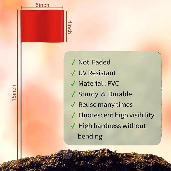 Zozen Marking Flags, Red Color | 1000 Pcs | 15x4x5 Inch, Yard Flags for Lawn & Irrigation & Landscape & Sprinkler & Survey & Dog Training. by GreenHaven Gardens