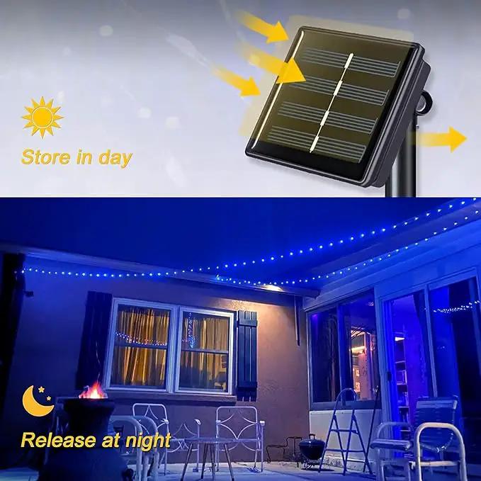 JMEXSUSS 2 Pack Blue Solar Fairy Lights Outdoor Waterproof, 200 LED 66FT Solar String Lights for Outside, 8 Modes Copper Wire Solar Christmas Lights for Garden Tree Patio Christmas Decoration by GreenHaven Gardens