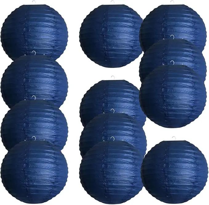 Chinese Style Paper Lanterns, Set of 12, Suitable for Party Decoration (Royal Blue, 12in) by GreenHaven Gardens