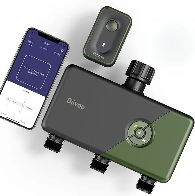 Diivoo Smart Water Timer 3 Zone, WiFi Sprinkler Hose Timer Compatible with Alexa and Google, Remote Control Irrigation Timer, Automatic Manual Watering, Rain Delay, for Garden, Lawns and Yards by GreenHaven Gardens