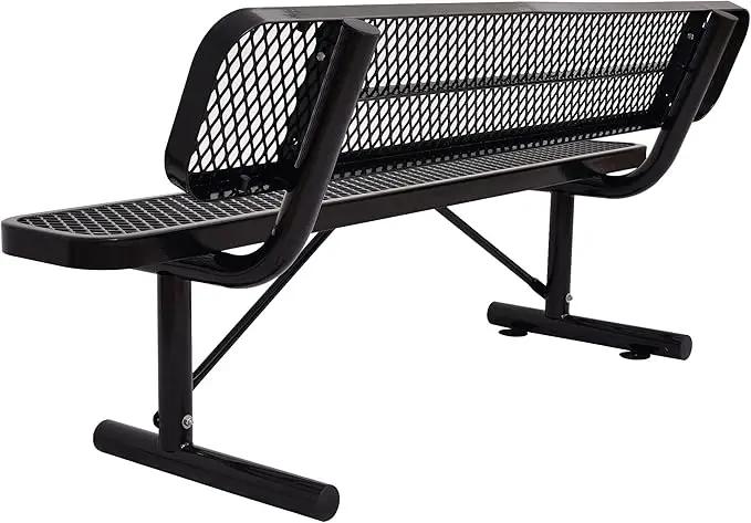 4/6/8 Feet Park Bench for Outside Heavy Duty Metal, Garden Benches Outdoor Bench with Backrest & Portable Frame, for Shopping Malls Stores Parks Patios Decks, Black by GreenHaven Gardens