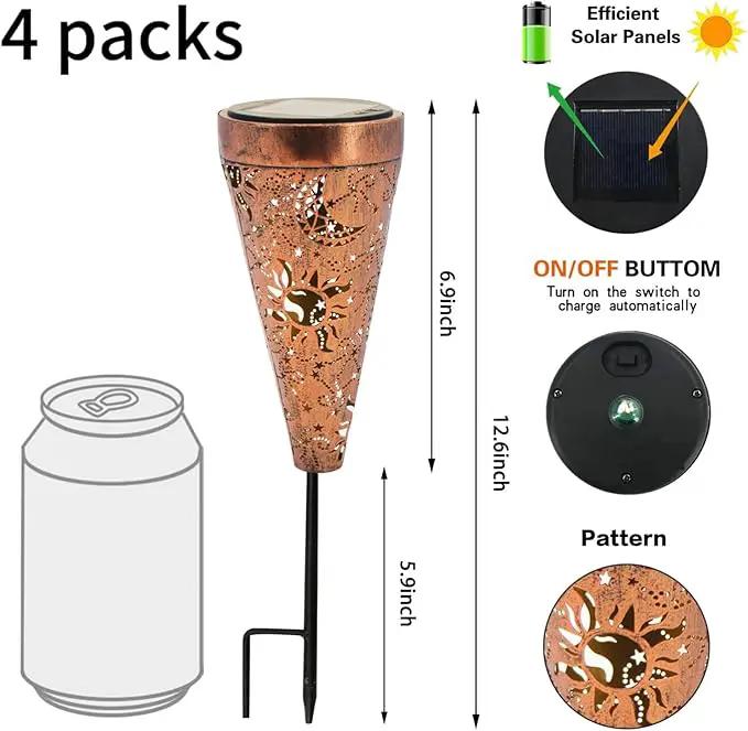 DIBIEECN 4 Pack Sun and Moon Solar Garden Pathway Lights Outdoor,Metal Garden Decorations Outdoor Lights with Patterns and Warm Light,Waterproof Landscape Lighting for Path Patio Backyard Yard by GreenHaven Gardens