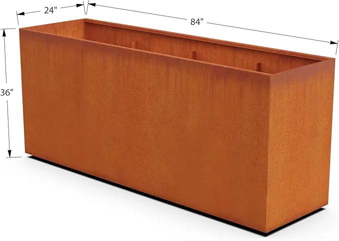 Corten Steel Planter Rectangle Outdoor Metal Garden Box Heavy Duty | Made in USA | Fully Assembled by GreenHaven Gardens