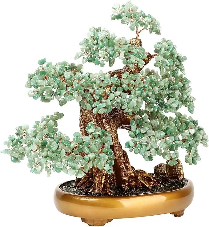 Feng Shui Money Tree Large Crystal Quartz Lucky Tree Gem Tree for Office Home Feng Shui Decoration for Wealth/Fortune and Luck (Aventurine) by GreenHaven Gardens