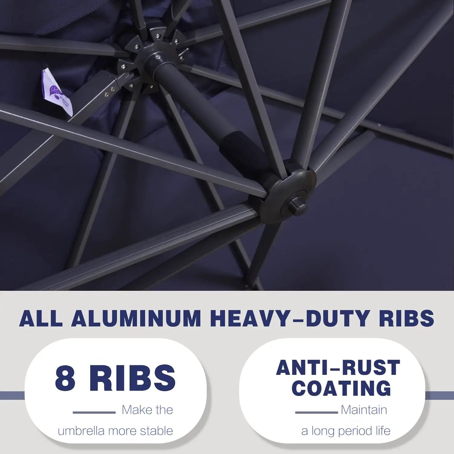 PURPLE LEAF 11 Feet Patio Umbrella Outdoor Cantilever Round Umbrella Aluminum Offset Umbrella with 360-degree Rotation for Garden Deck Pool Patio, Navy Blue by GreenHaven Gardens