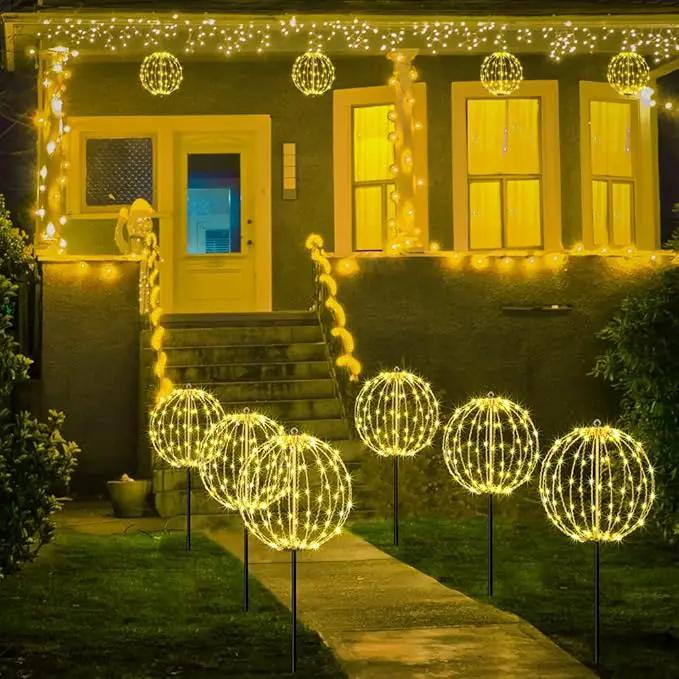 LIGHTSHARE 12IN 96LED Light Ball Yard Decoration Pathway Lights Sphere Light with Fold Flat Metal Frame Indoor Outdoor Waterproof Garden Lights, Plug in by GreenHaven Gardens