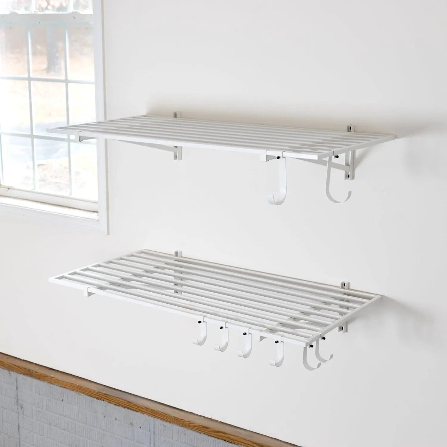 StoreYourBoard 2-Pack Heavy Duty Wall Shelves – Wall-Mounted Garage Storage Shelving and Organization for Sheds, Closets, or Utility Rooms – Holds 200 lbs, 2ft x 4ft, White by GreenHaven Gardens