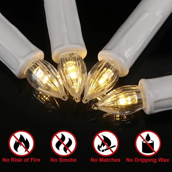 DRomance Christmas Tree Flameless Taper Candle Lights Battery Operated with 10-Key Remote and Timer, 30 Pack Plastic 3D Wick Flickering LED Taper Candles Multi-Using Home Garden Holiday Decor 3.4" by GreenHaven Gardens