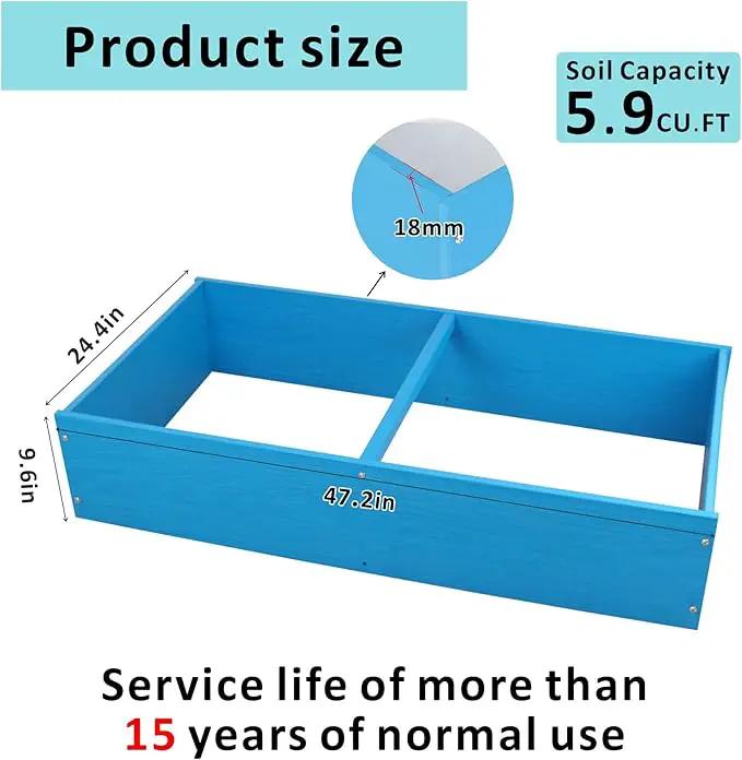 HDPE Raised Garden Bed 47.24 * 24.4 * 9.65 in,Vegetable Planter Bed Outdoor,Elevated Horticulture Planter Bed,Waterproof,Rot-Resistant and Non-Cracking Above Ground Garden Bed(Pacific Blue) by GreenHaven Gardens