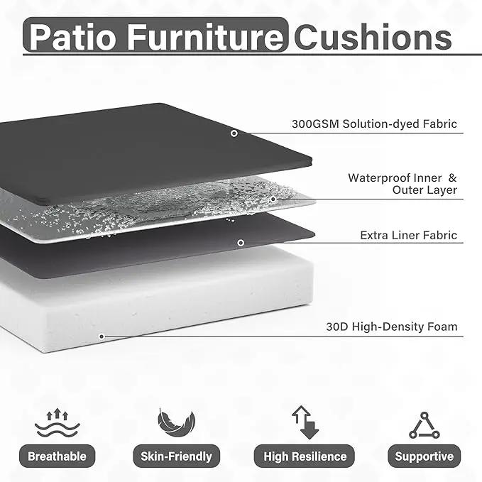 Patio Chair Cushions 17 X 16 X 3 Inch Waterproof Outdoor Seat Cushions for Patio Furniture, Outdoor Sofa Couch Pads with Ties & Handle, Set of 2, Grey by GreenHaven Gardens