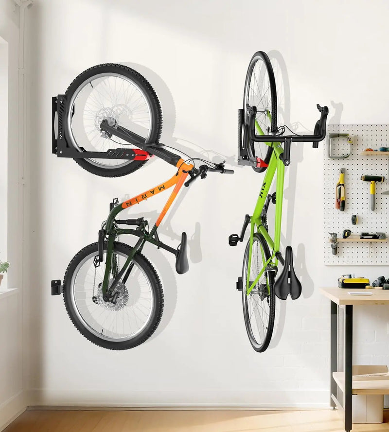 Swivel Bike Wall Mount, Space Saving Bike Rack Garage, No Heavy Lifting Required Bicycle Wall Mount, Vertical Wall Bike Hanger Can Holds up to 77 lbs, Red by GreenHaven Gardens