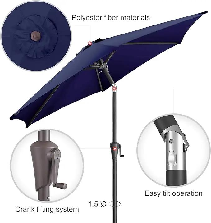 9ft Outdoor Patio Umbrella - Table Umbrella Waterprool UV Protection, Sombrillas de Patio with Push Button Tilt&Crank, Sun Umbrella for Pool, Porch, Garden, Deck, Backyard(Dark Blue) by GreenHaven Gardens