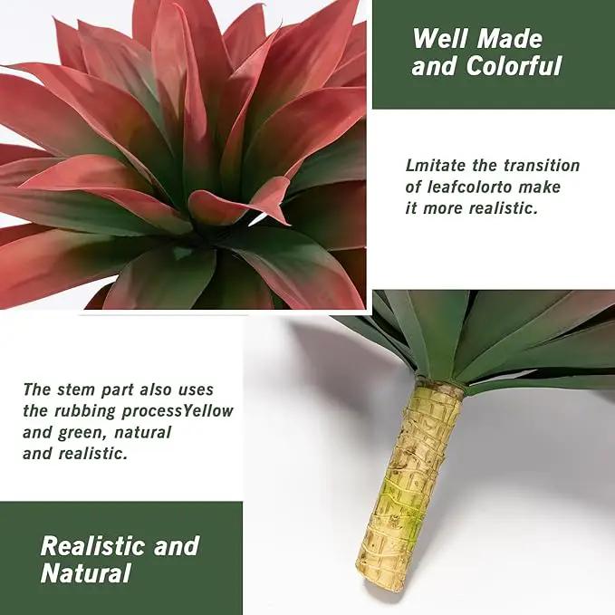 Artificial Agave Plants,Large UV Resistant Fake Agave Planters for Indoor and Outdoor Decorating Artificial Plants for Outdoors Fake Plants 2Pack, 28" Red by GreenHaven Gardens