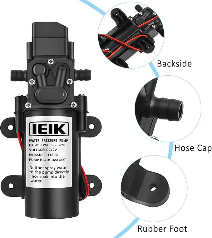 12 Volt Diaphragm Pump 5LPM 1.35 GPM 116PSI Self Priming Sprayer Pump 12V DC Fresh Water Diaphragm Pressure Pump for RV Camper Marine Boat Lawn (60W) by GreenHaven Gardens