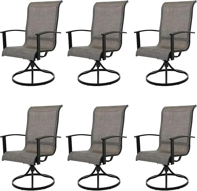 Grand patio Outdoor Swivel Dining Chairs 6-Piece Patio Dining Chair Set Mesh Sling Patio High Back Swivel Rockers, Mixed Coffee by GreenHaven Gardens