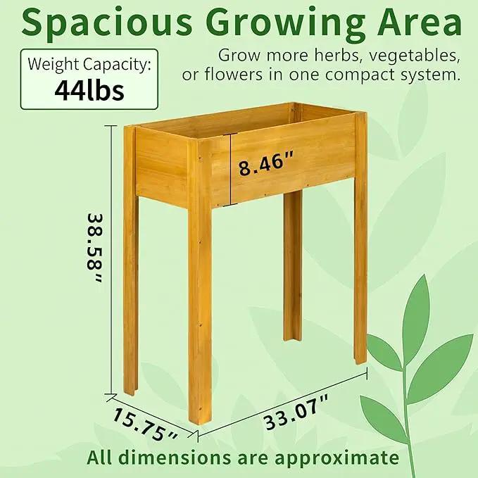 Premium Fir Wooden Raised Garden Bed with Four Legs for Backyard and Balcony Gardening,Suitable for Indoor and Outdoor use,33.07''×15.75''×38.58'' by GreenHaven Gardens