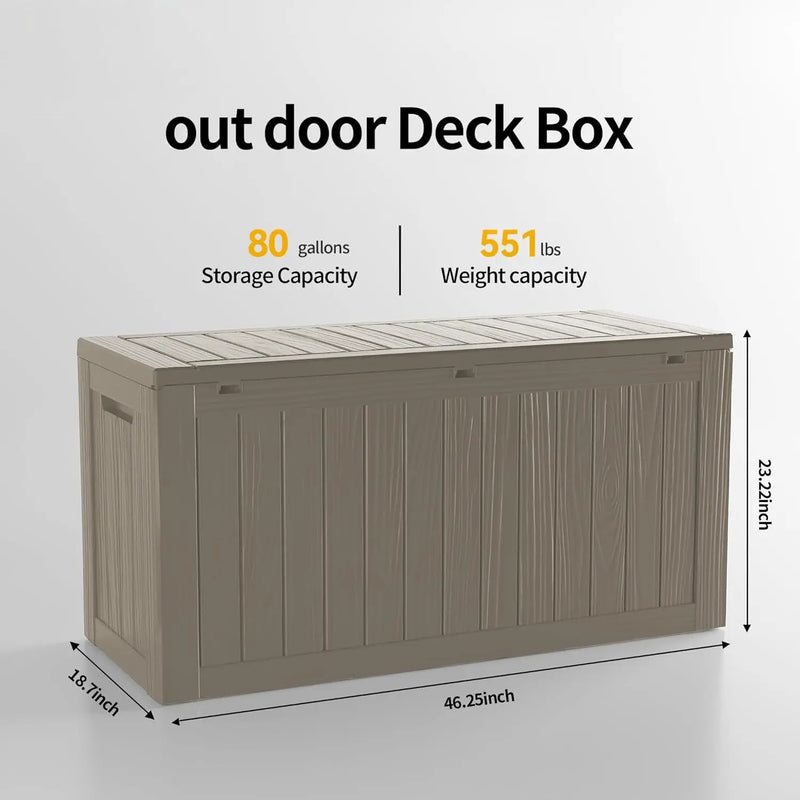 80 Gallon Waterproof Large Resin Deck Box Indoor/Outdoor Lockable Storage Container and Seating for Garden, Pool, and Patio (80 Gallon, Grey) by GreenHaven Gardens