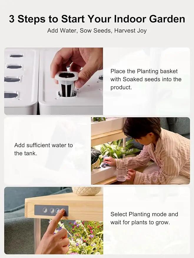 GROWNEER HydroEasy1.0 Hydroponics Growing System Kit, Beginner-Friendly Indoor Garden for Vegetable Fruit Herb, Bamboo Design, Perfect Gift Idea, Full-Spectrum LED Lights for Maximum Growth by GreenHaven Gardens