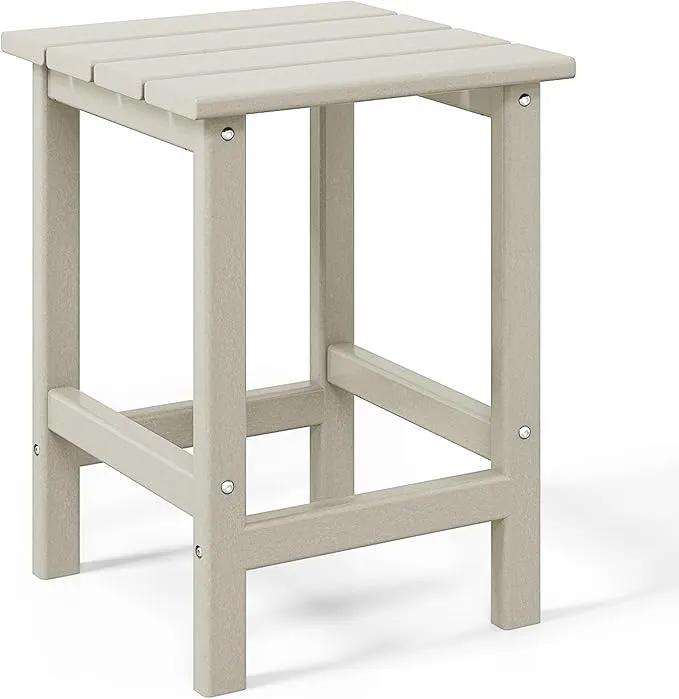 WO Home Furniture Adirondack Chair Table Set of 2 PCS Outdoor Folding Chair w Side Table Weather/UV Resistant for Lawn, Garden, Bon Fire, Balcony (Sand) by GreenHaven Gardens