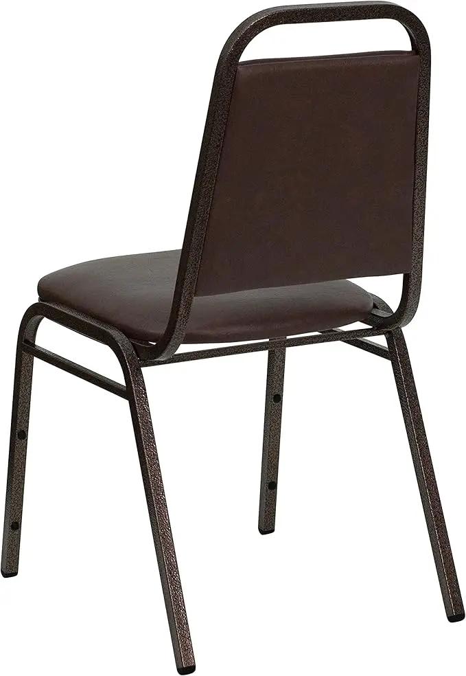 EMMA + OLIVER Trapezoidal Back Vinyl Stackable Banquet Chair, Multipurpose Stacking Chair with Padded Seat and Back, Brown/Copper by GreenHaven Gardens