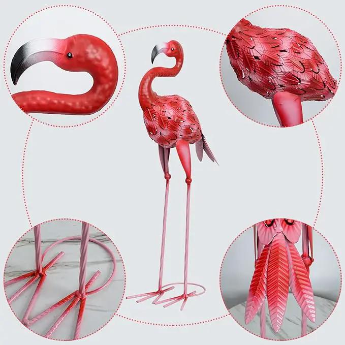 2Pcs Metal Flamingo Statues, Hot Pink Flamingo Outdoor Decor for Garden Home Patio Lawn Backyard Ornaments by GreenHaven Gardens