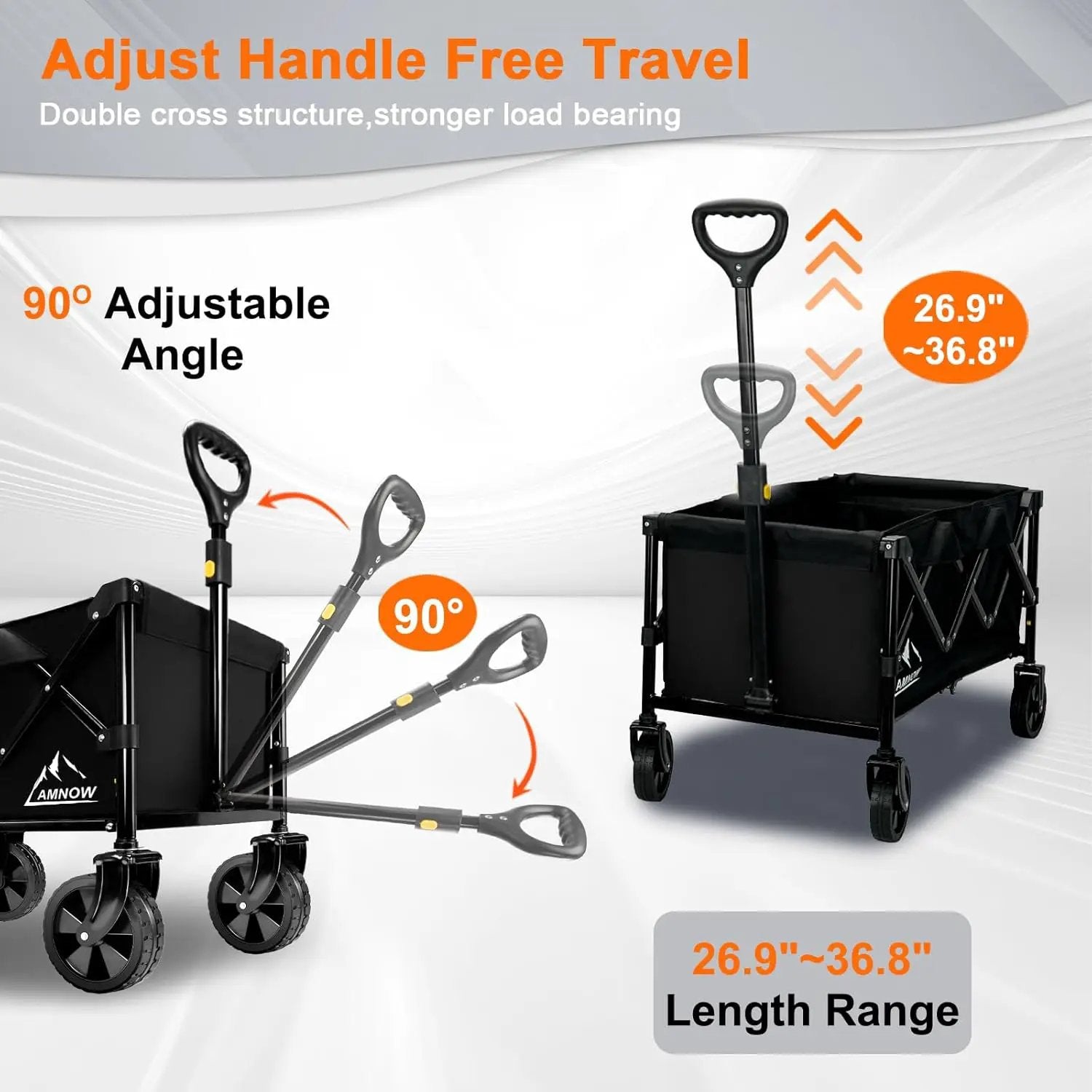 Collapsible Wagon Cart with Wheels Foldable, Folding Wagons Carts with Silent Universal Wheels, Large Grocery Cart On Wheels, Heavy Duty Utility for Shopping Beach Sports Fishing Camping, Black by GreenHaven Gardens