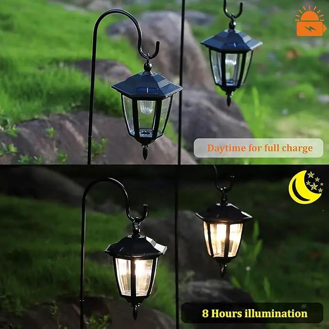 MAGGIFT 34 Inch Hanging Solar Lights, Decorative Garden Lanterns with 2 Shepherd Hooks, Solar Powered Coach Lights, Warm White LED Outdoor Lighting for Landscape, Yard, Pathway and Patio, 2 Pack by GreenHaven Gardens