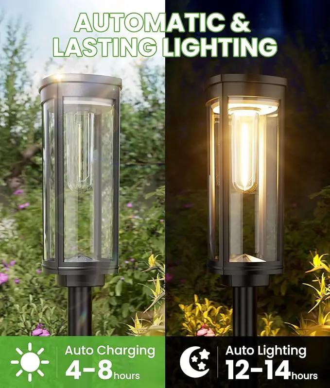 Bright Solar Lights Outdoor 6 Pack, Solar Pathway Lights Waterproof IP65, Auto On/Off Walkway Landscape Lighting, Long Lasting Outdoor Light for Walkway Landscape Path Yard Lawn Patio Decor by GreenHaven Gardens