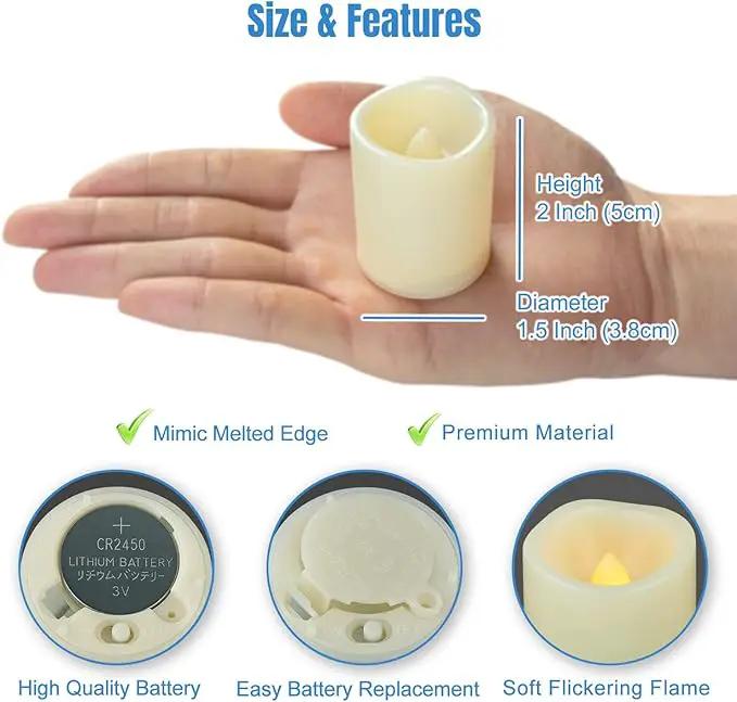 6 PCS Led Flickering Flameless Votive Tea Lights Candles with Remote Control Battery Operated/Electric Outdoor Tealights Timer Candle for Christmas,Xmas Decorations (Batteries Included) 200Hours by GreenHaven Gardens